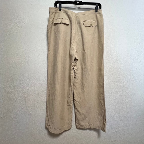 Liz Claiborne Tabitha Silk Linen Tan Wide Leg Capri Pants‎ Size 14 - Picture 11 of 11
